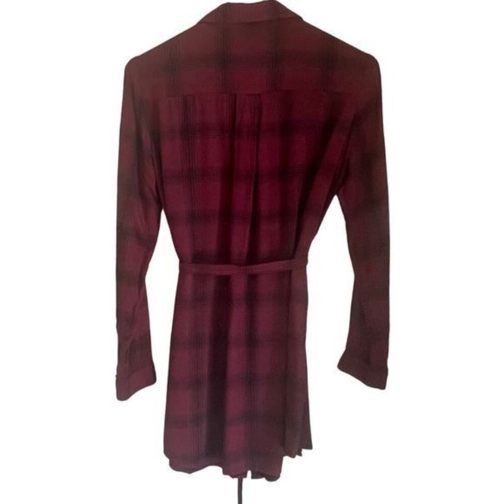 Forever 21 Plaid Shirt Dress Knee Length Tie Waist Long Sleeve Red Size S‎ - Picture 7 of 8